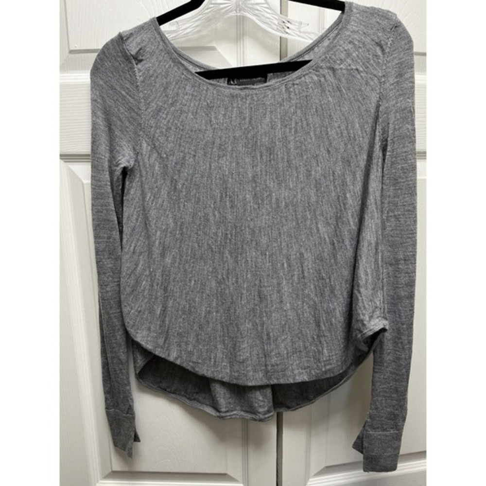 Armani Exchange Wool Sweater Swing Gray Pleat Back Size XXsmall‎